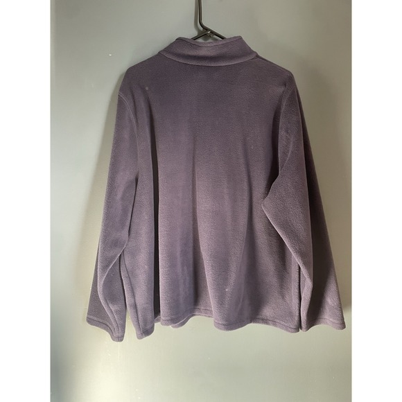 Vintage 80's Navy Blue Soft Fleece Cardigan with Holiday Holly & Pine Embroidery - Picture 3 of 6